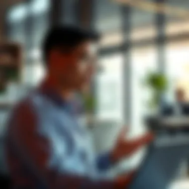 Career Growth Insights A professional in a modern office environment discussing career growth