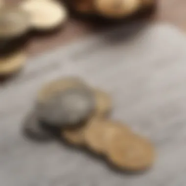 A close-up of financial documents and coins symbolizing financial assistance