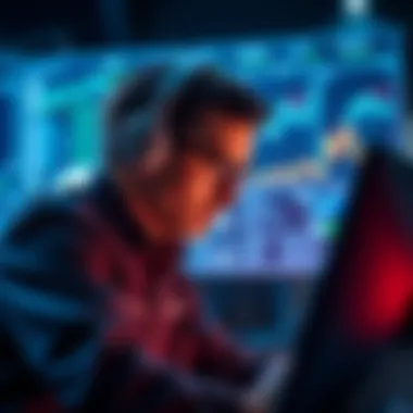 Cybersecurity in Focus Illustration of a cybersecurity expert analyzing data