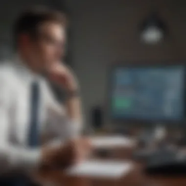 Investors Analyzing the Implications of Rate Changes Investor analyzing financial data