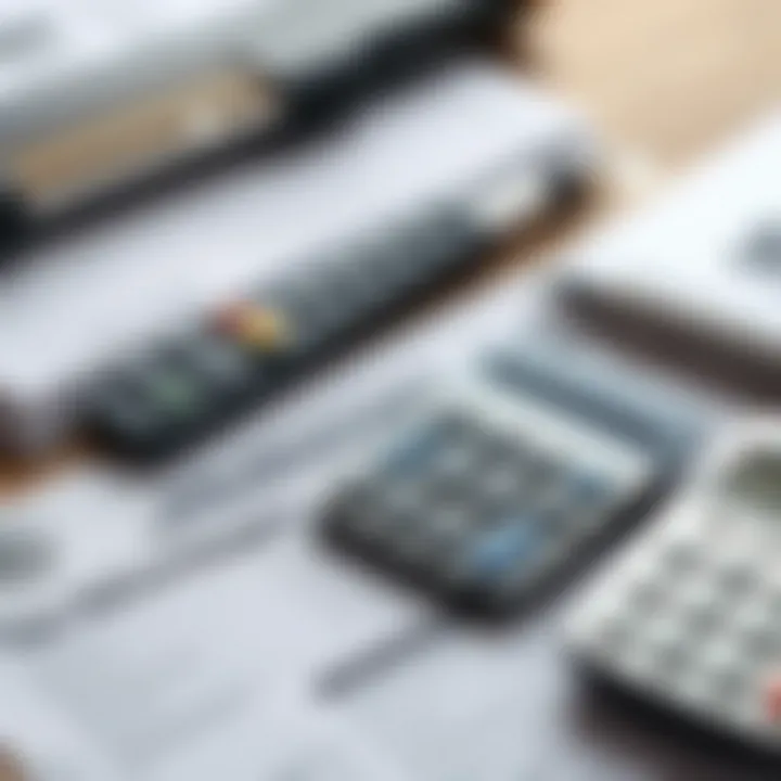 Tax forms and a calculator