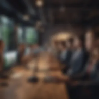 Collaborative Environment in a Coworking Space A modern coworking space filled with individuals collaborating and using technology.