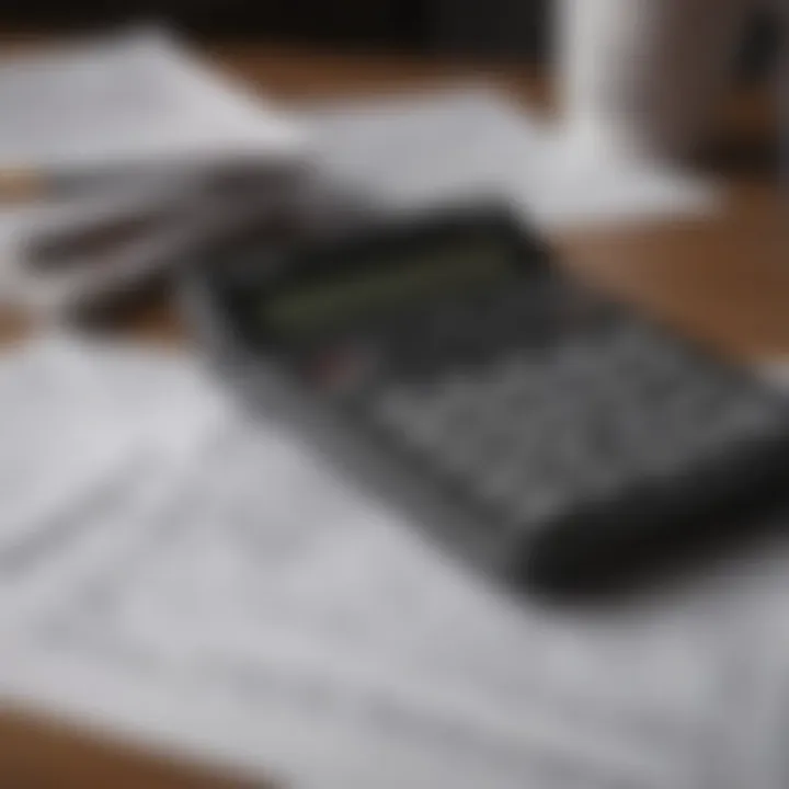 Calculator with tax forms on a desk