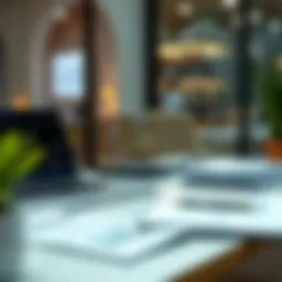 Modern workspace with laptop and financial documents